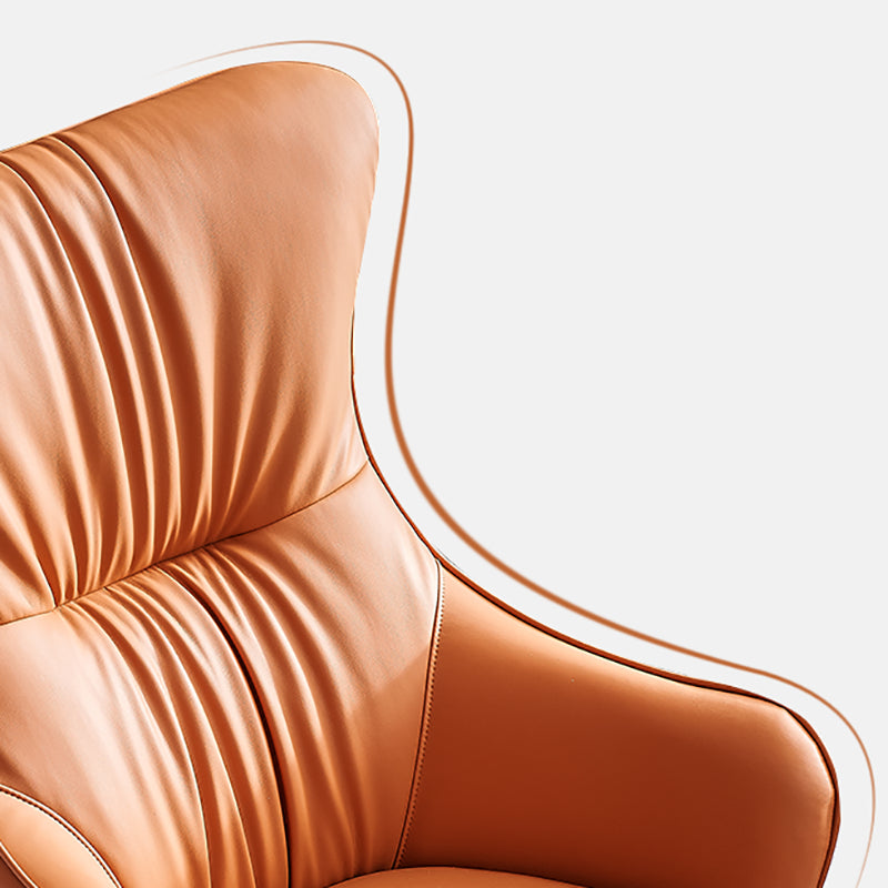 Contemporary Accent Armchair Faux Leather Barrel Accent Chair