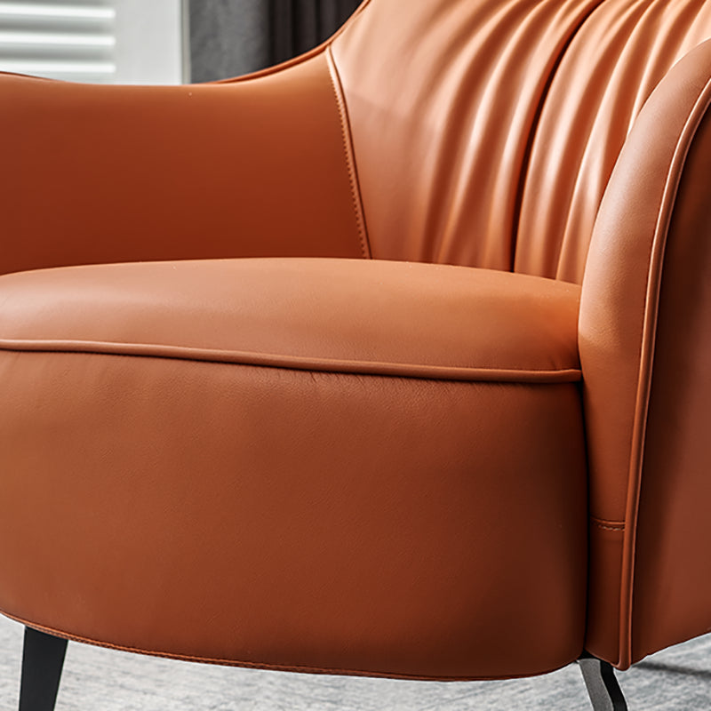 Contemporary Accent Armchair Faux Leather Barrel Accent Chair