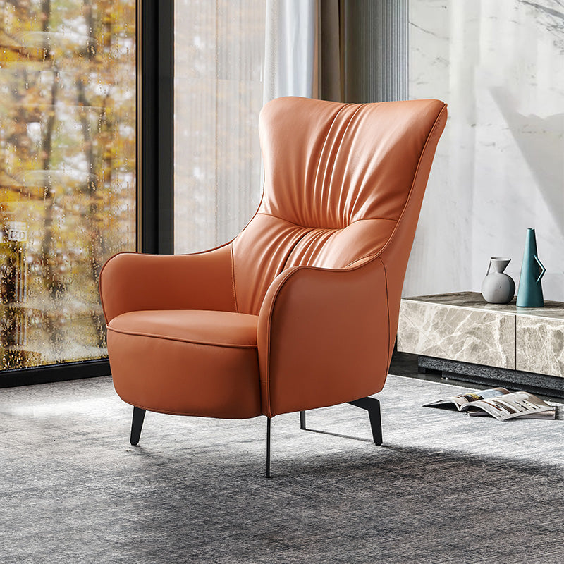 Contemporary Accent Armchair Faux Leather Barrel Accent Chair