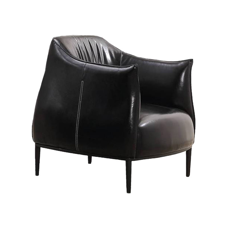 Contemporary Faux Leather Accent Chair Fixed Back Barrel Accent Chair