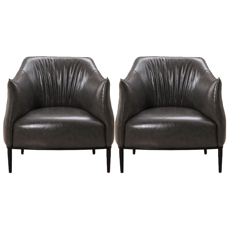 Contemporary Faux Leather Accent Chair Fixed Back Barrel Accent Chair