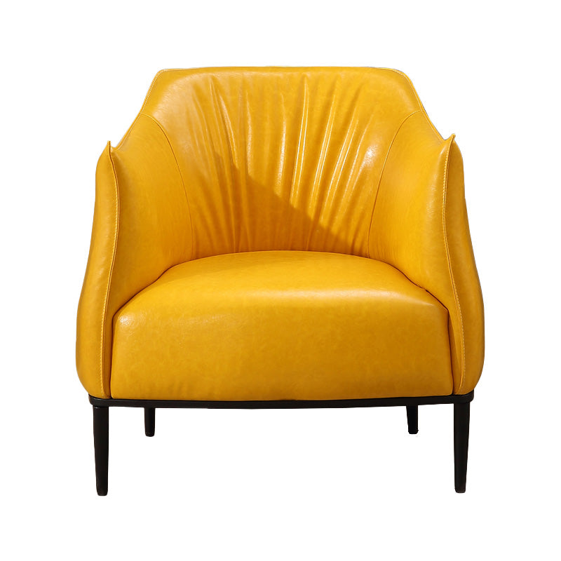 Contemporary Faux Leather Accent Chair Fixed Back Barrel Accent Chair