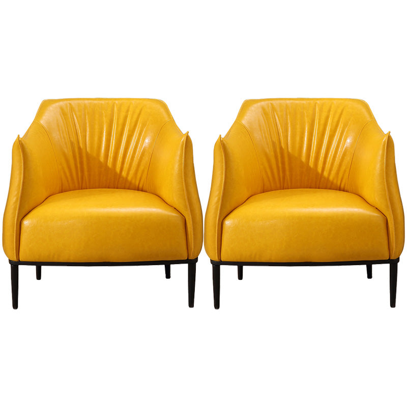 Contemporary Faux Leather Accent Chair Fixed Back Barrel Accent Chair