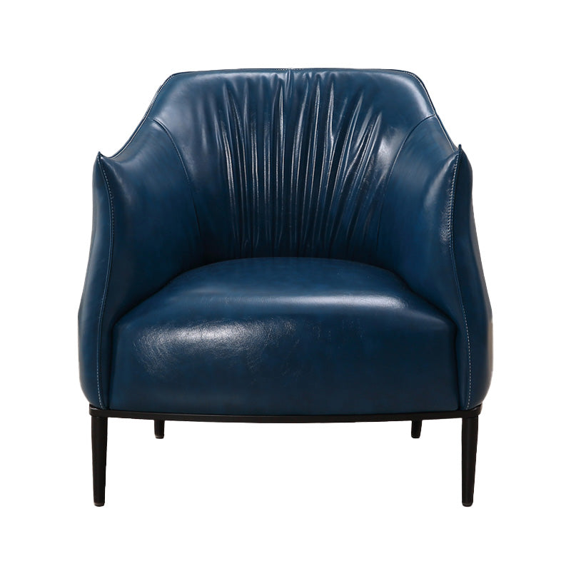 Contemporary Faux Leather Accent Chair Fixed Back Barrel Accent Chair