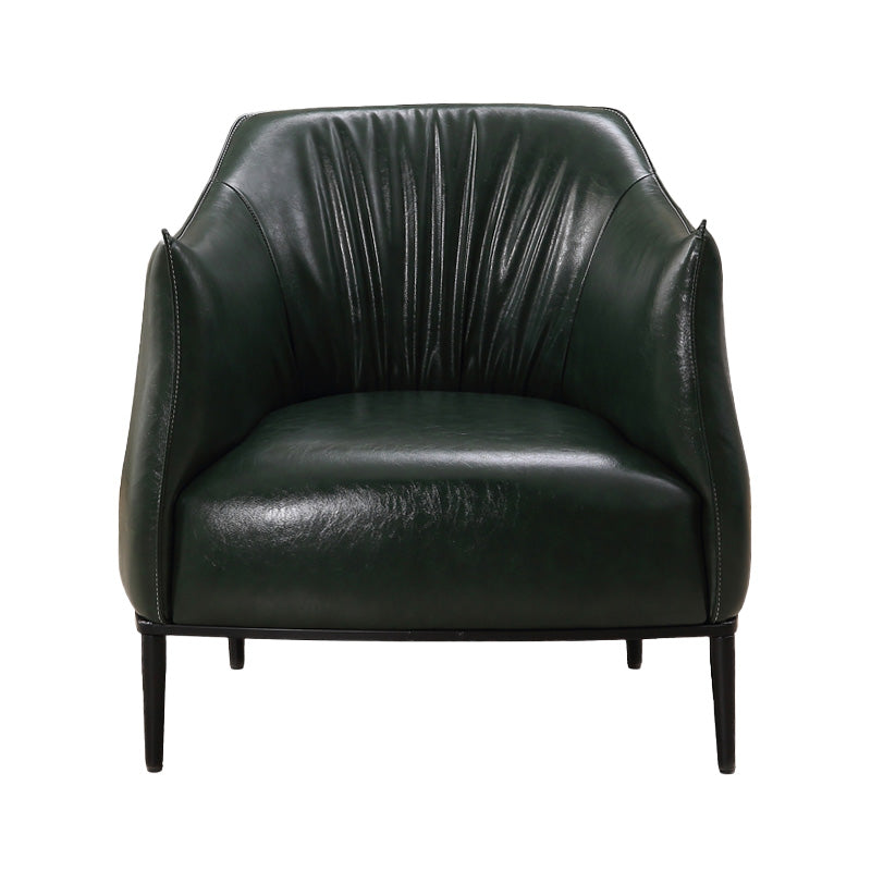 Contemporary Faux Leather Accent Chair Fixed Back Barrel Accent Chair