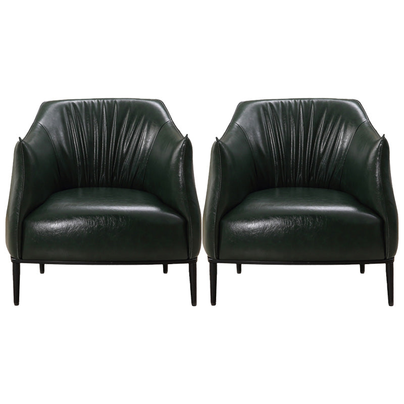 Contemporary Faux Leather Accent Chair Fixed Back Barrel Accent Chair