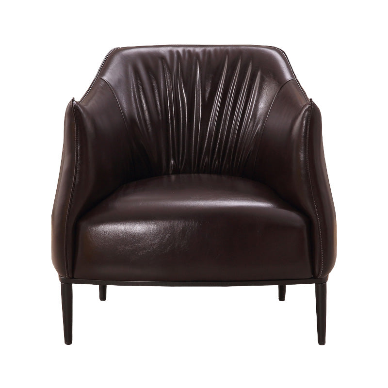 Contemporary Faux Leather Accent Chair Fixed Back Barrel Accent Chair