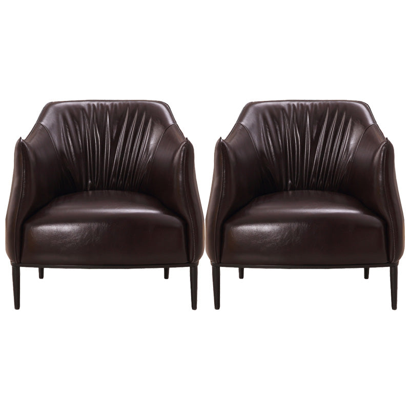 Contemporary Faux Leather Accent Chair Fixed Back Barrel Accent Chair