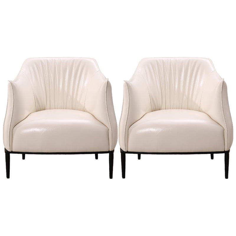 Contemporary Faux Leather Accent Chair Fixed Back Barrel Accent Chair