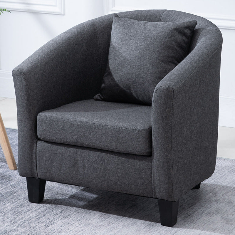 Contemporary Basic Four Legs Armchair Arms Included Barrel Accent Chair