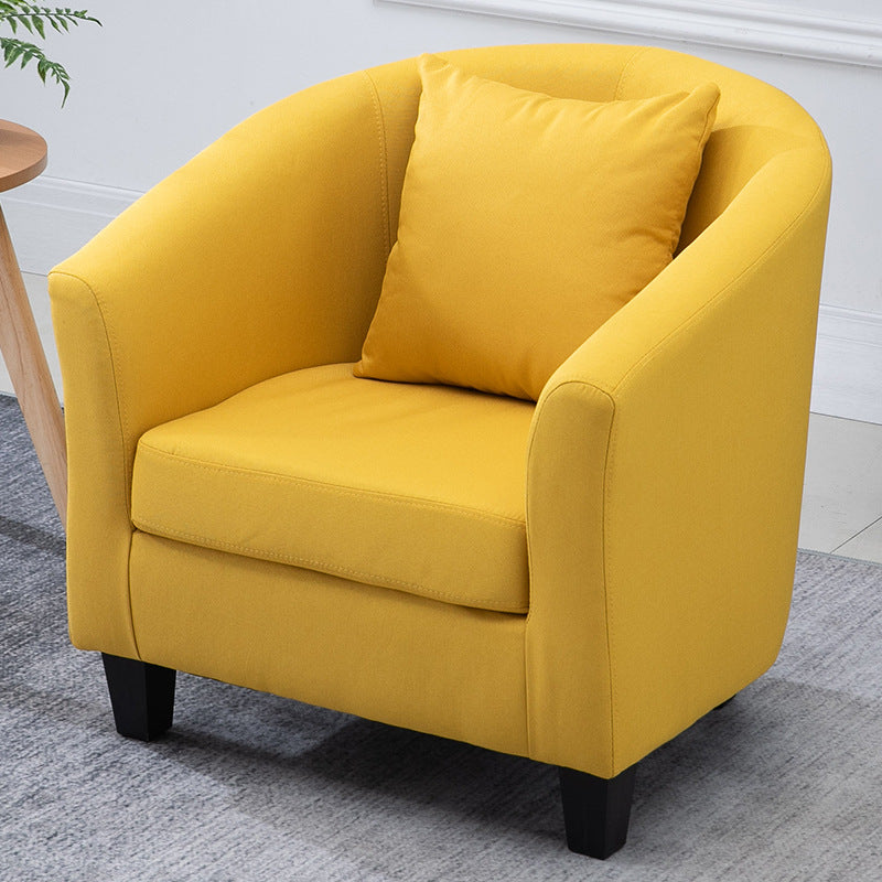 Contemporary Basic Four Legs Armchair Arms Included Barrel Accent Chair