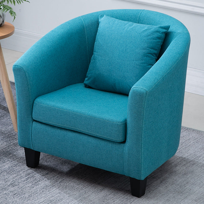 Contemporary Basic Four Legs Armchair Arms Included Barrel Accent Chair