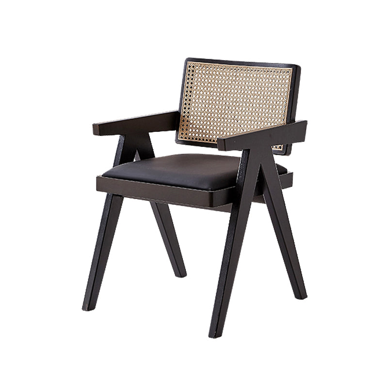 Wood Arms Included Chair Woven Back Lounge Chair for Living Room