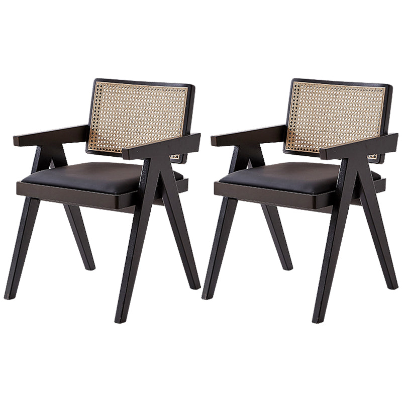 Wood Arms Included Chair Woven Back Lounge Chair for Living Room