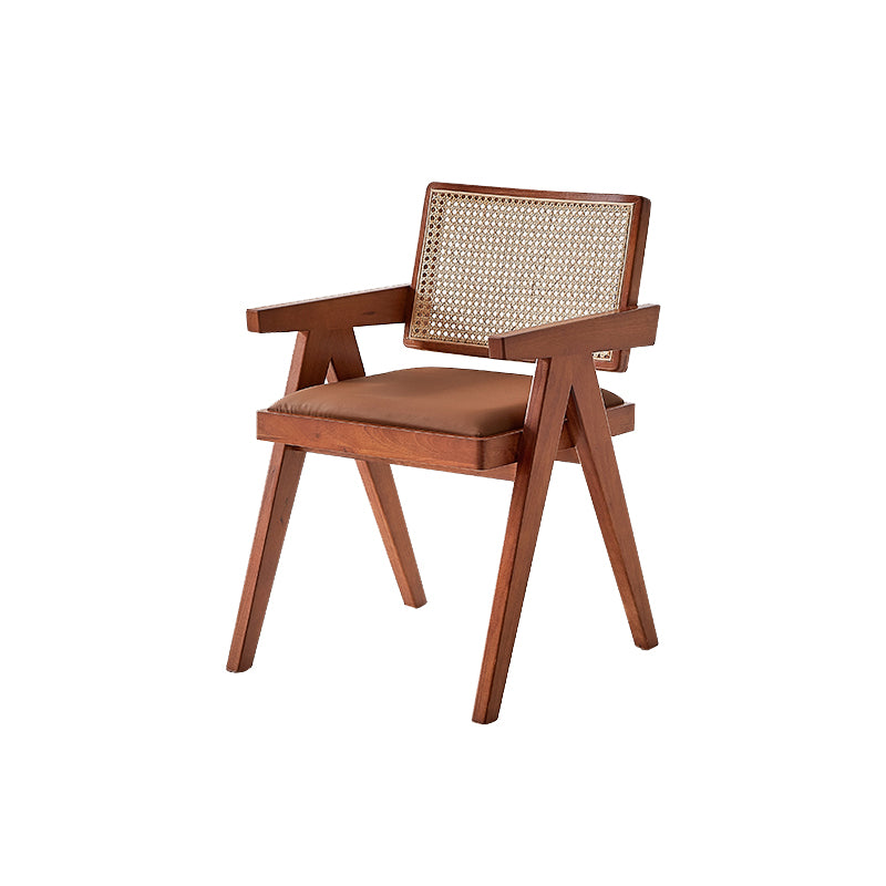 Wood Arms Included Chair Woven Back Lounge Chair for Living Room