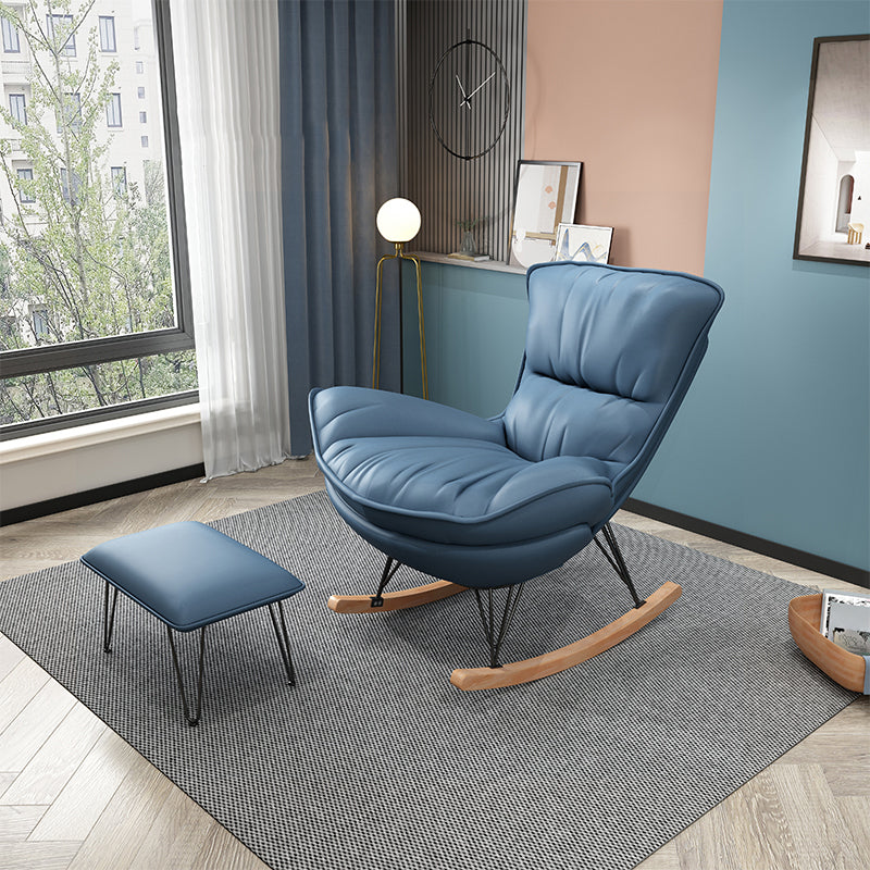 Modern Indoor Rocking Chair Solid Color Dark Legs Rocker Chair with Ottoman