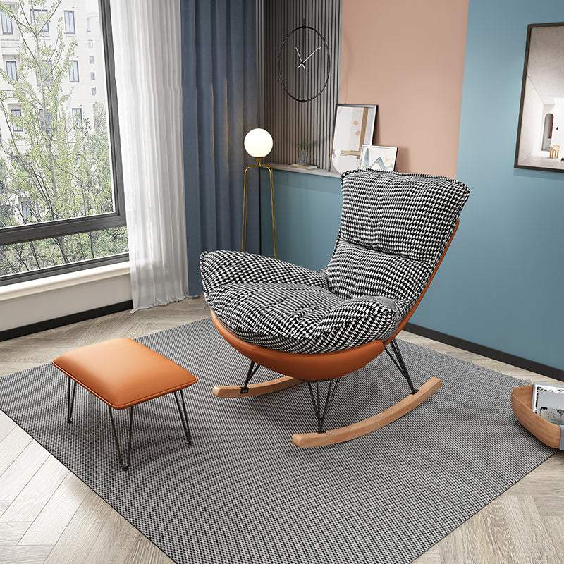 Modern Indoor Rocking Chair Solid Color Dark Legs Rocker Chair with Ottoman