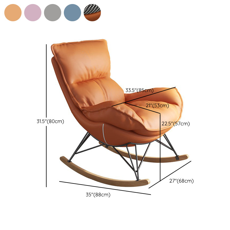 Modern Indoor Rocking Chair Solid Color Dark Legs Rocker Chair with Ottoman