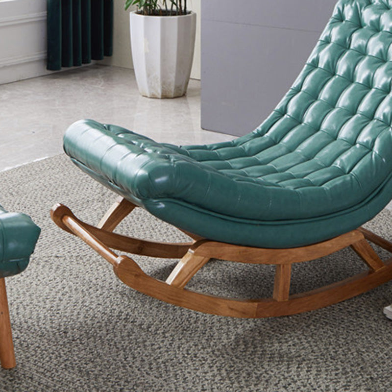 Modern Faux Leather Rocking Chair Tufted Cushions Chair with Pillow