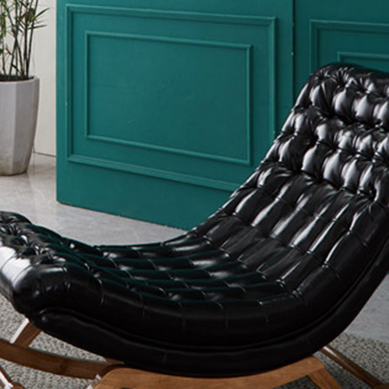 Modern Faux Leather Rocking Chair Tufted Cushions Chair with Pillow