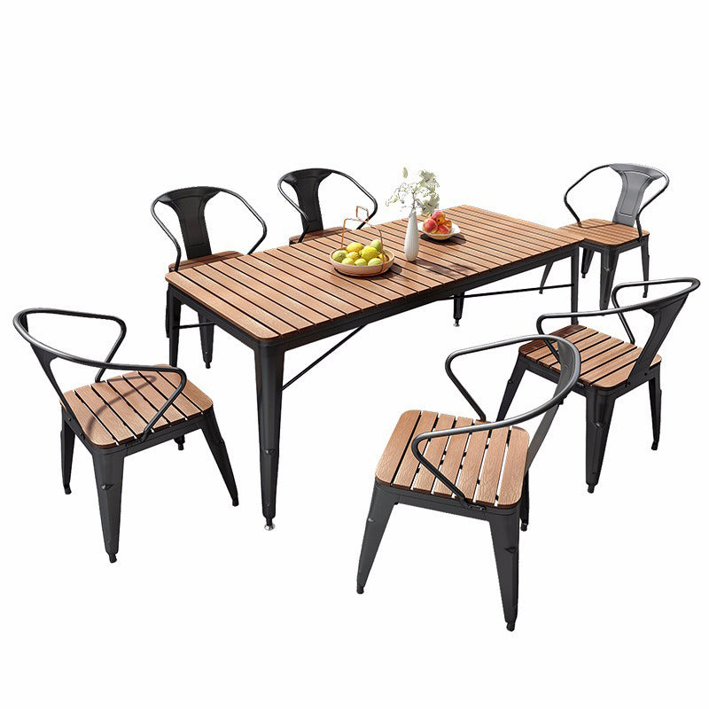 Industrial 1/5/7 Pieces Metal Dining Set Reclaimed Wood Dining Table Set for Outdoor