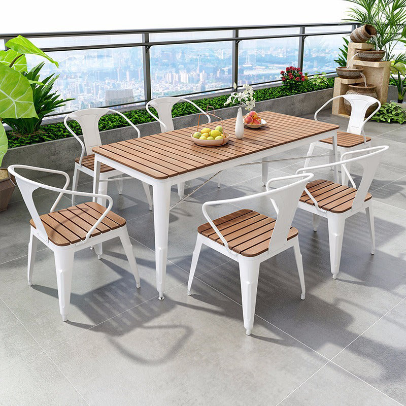 Industrial 1/5/7 Pieces Metal Dining Set Reclaimed Wood Dining Table Set for Outdoor