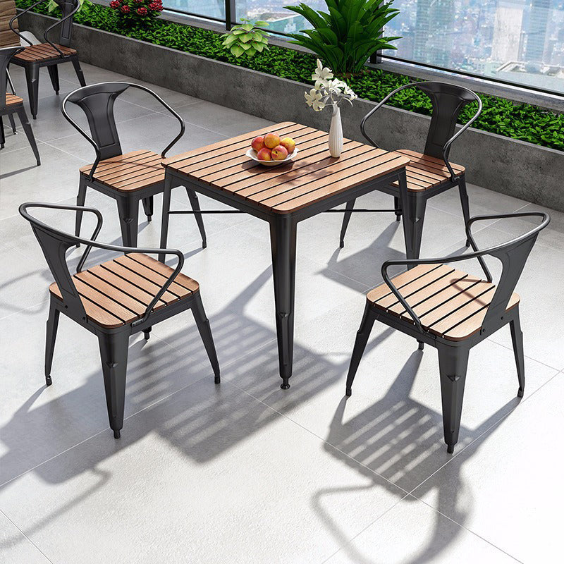 Industrial 1/5/7 Pieces Metal Dining Set Reclaimed Wood Dining Table Set for Outdoor