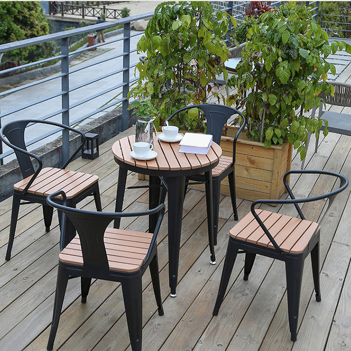 Industrial 1/3/4/5 Pieces Metal Dining Set Reclaimed Wood Dining Table Set for Outdoor