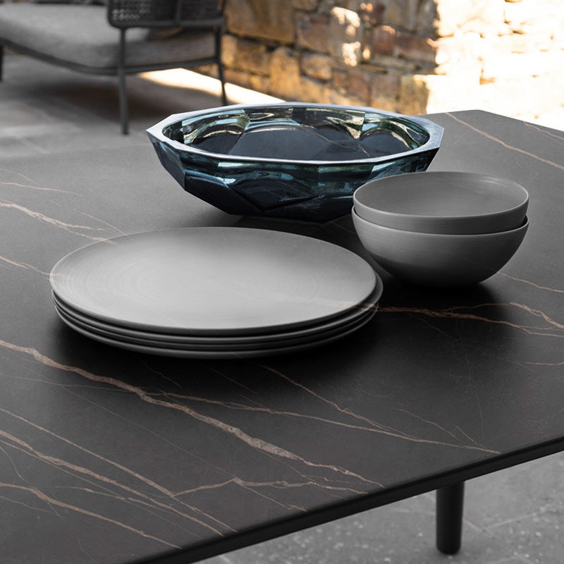 Boho Style Dining Set 1/3/5/7/9 Pieces Stone Dining Table Set for Outdoor