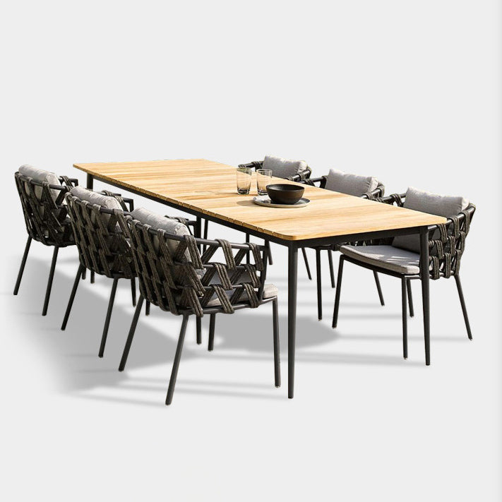 Boho Style 1/3/5/7 Pieces Metal Dining Set Wood Dining Table Set for Outdoor