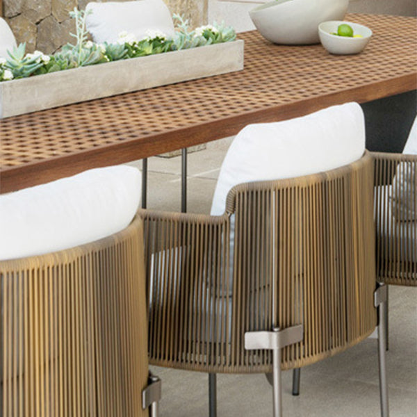 Boho Style 1/9 Pieces Metal Dining Set Wood Dining Table Set for Outdoor