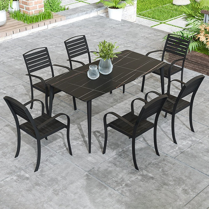 Industrial Style 1/5/7 Pieces Metal Dining Set Stone Dining Table Set