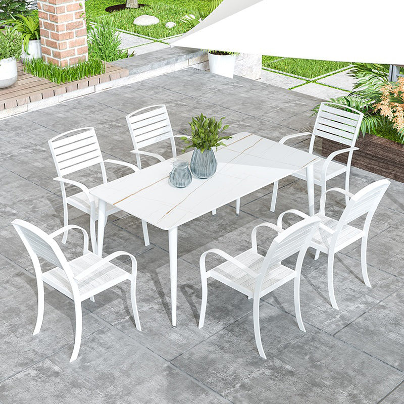 Industrial Style 1/5/7 Pieces Metal Dining Set Stone Dining Table Set