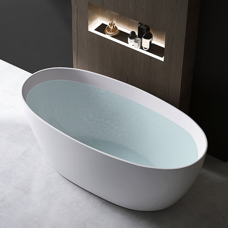 Modern Ellipse White Acrylic Bathtub Freestand Soaking Bathtub with Drain Bath Tub