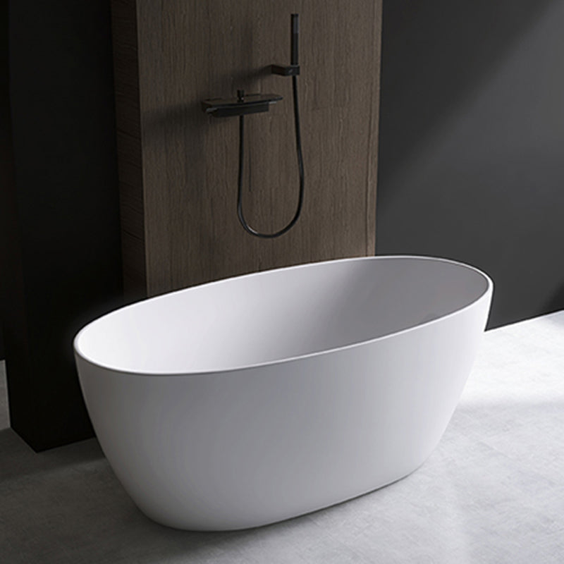 Modern Ellipse White Acrylic Bathtub Freestand Soaking Bathtub with Drain Bath Tub
