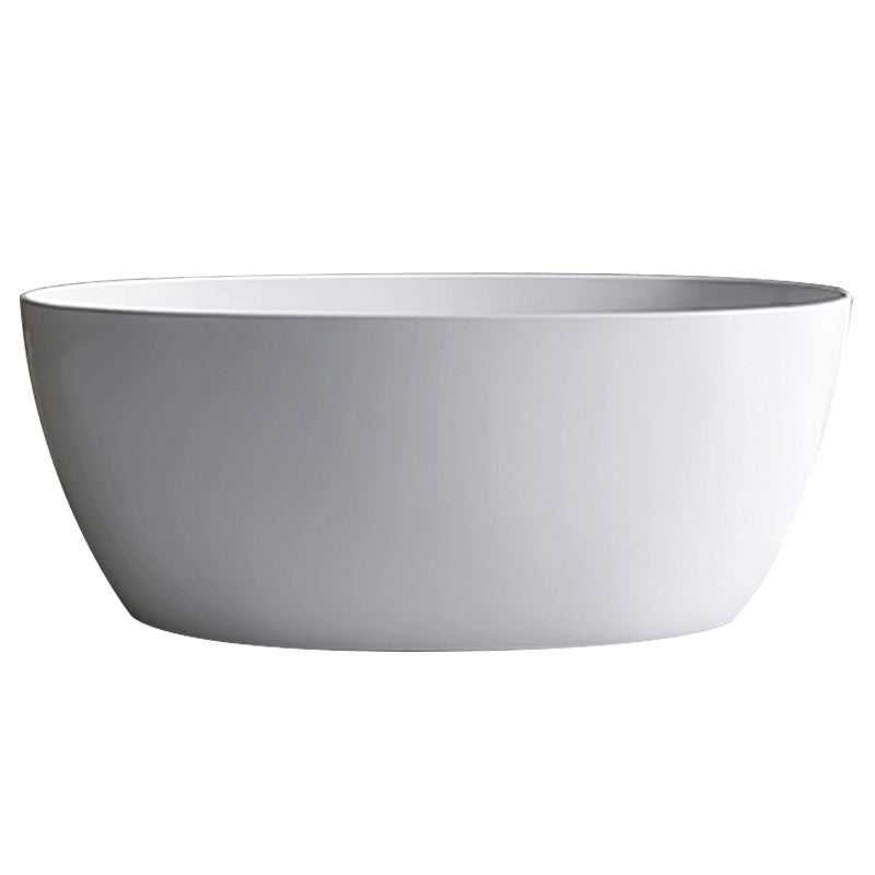 Modern Ellipse White Acrylic Bathtub Freestand Soaking Bathtub with Drain Bath Tub
