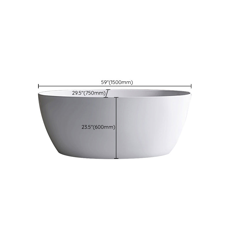 Modern Ellipse White Acrylic Bathtub Freestand Soaking Bathtub with Drain Bath Tub