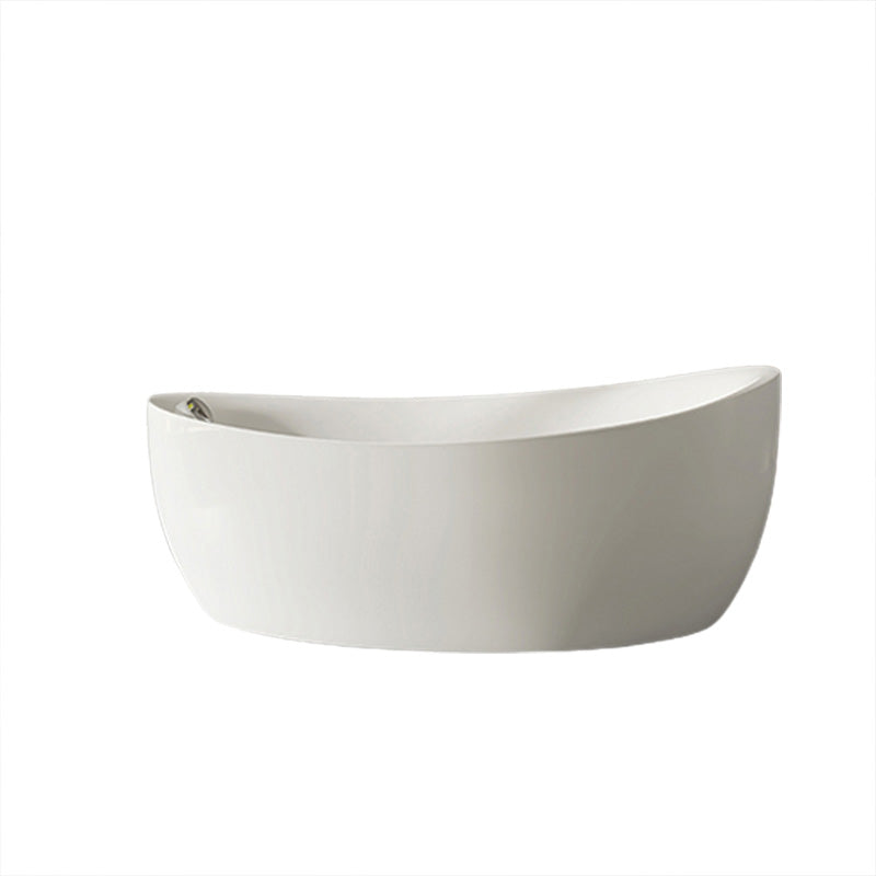 Modern White Ellipse Acrylic Bathtub Freestand Soaking Bathtub with Drain Bath Tub