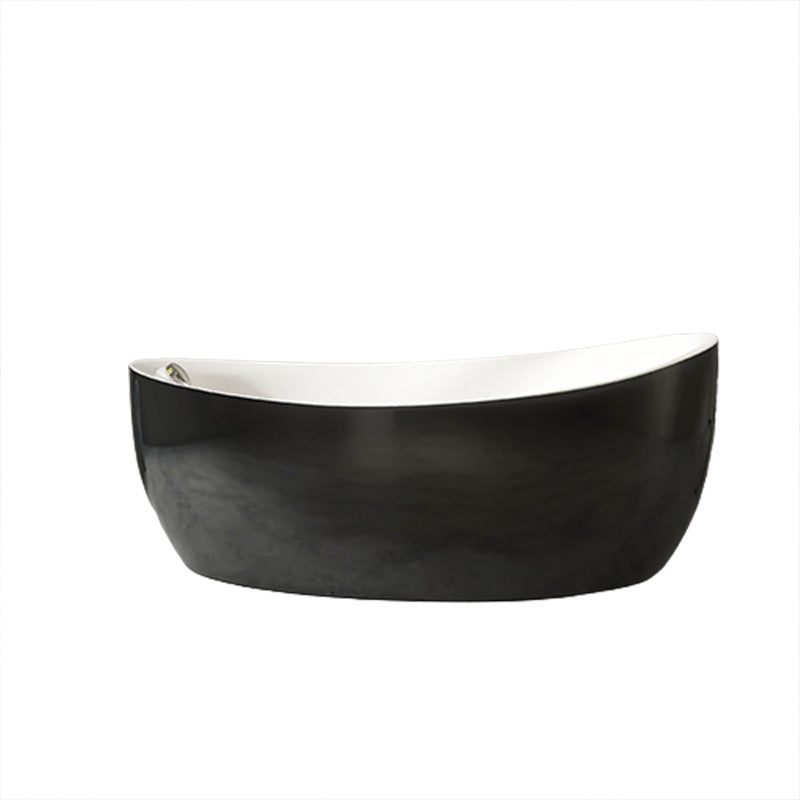 Modern White Ellipse Acrylic Bathtub Freestand Soaking Bathtub with Drain Bath Tub