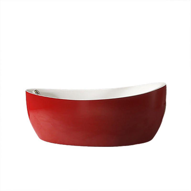 Modern White Ellipse Acrylic Bathtub Freestand Soaking Bathtub with Drain Bath Tub