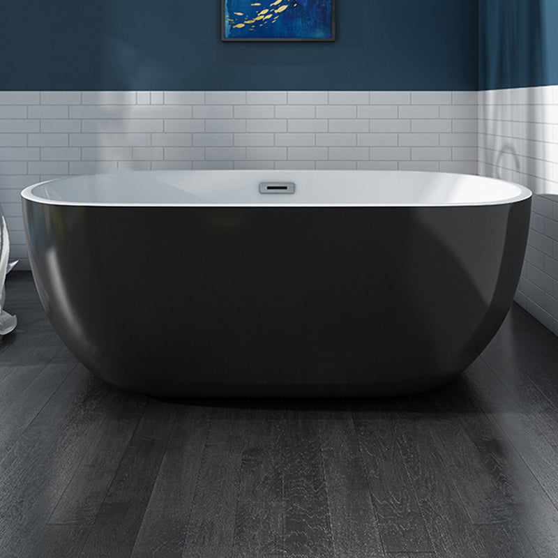 White Acrylic Oval Bathtub for Home Soaking Freestanding Tub with Drain