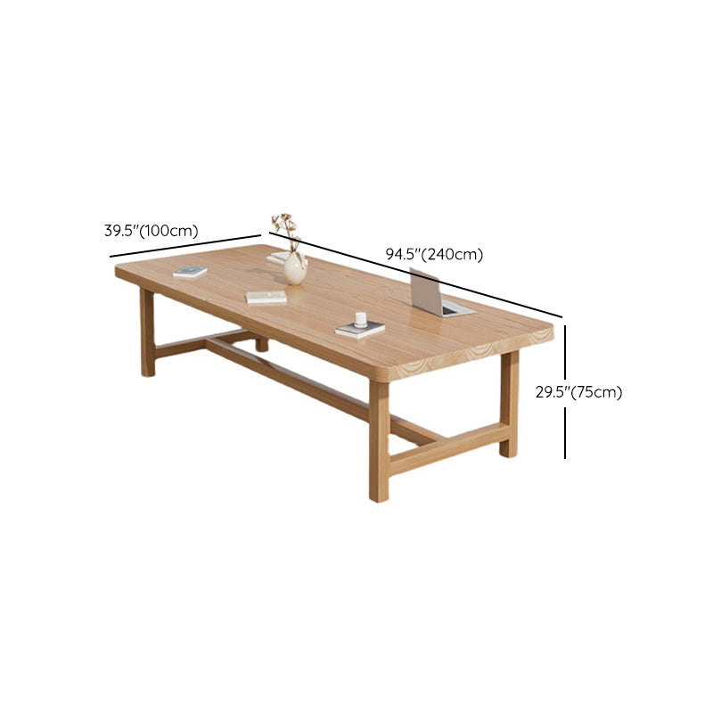 Rectangle Trestle Base Dining Table Modern Wood Table for Kitchen