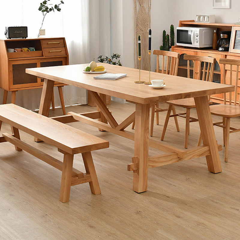 Glam Style Wooden Dining Table Rectangle Table with Wood Legs for Home Use