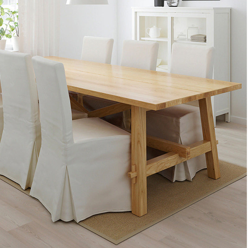 Glam Style Wooden Dining Table Rectangle Table with Wood Legs for Home Use