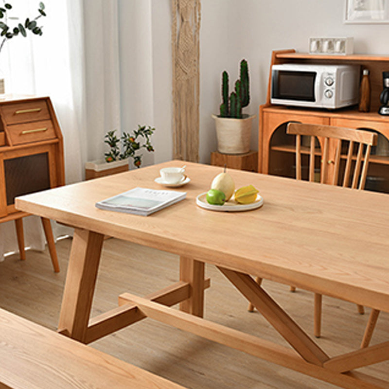 Glam Style Wooden Dining Table Rectangle Table with Wood Legs for Home Use
