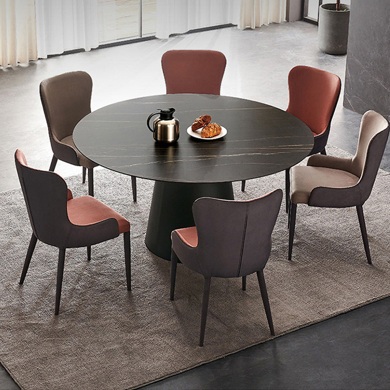 Contemporary Dining Round Table Sintered Stone Table with Metal Legs for Home Use