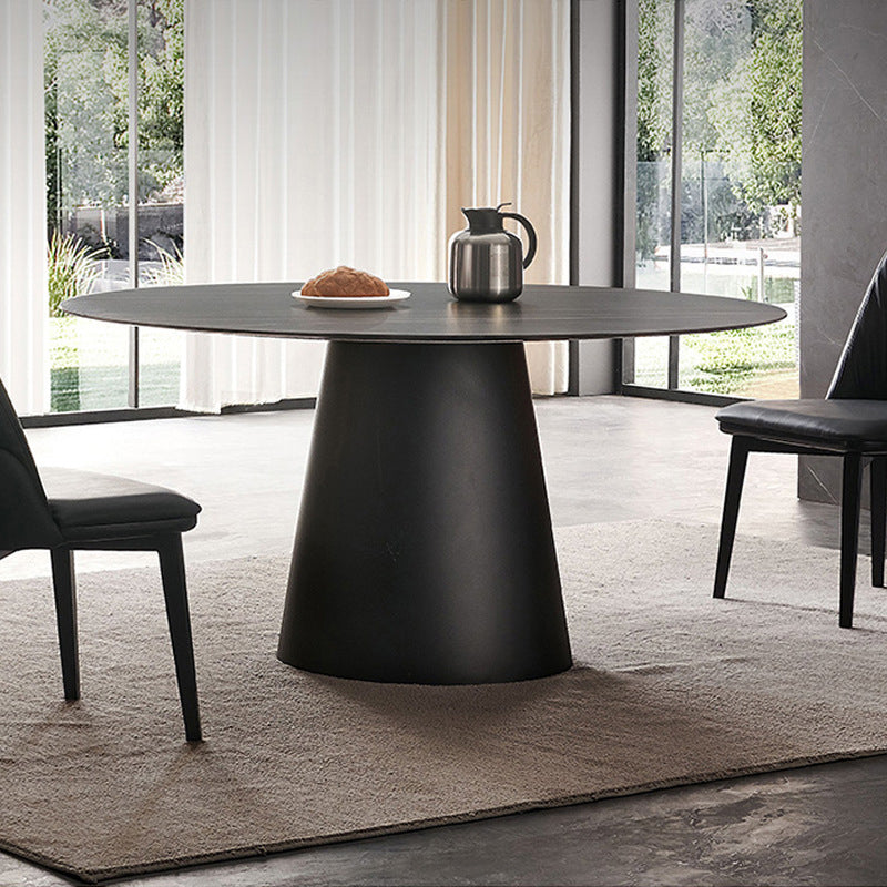 Contemporary Dining Round Table Sintered Stone Table with Metal Legs for Home Use