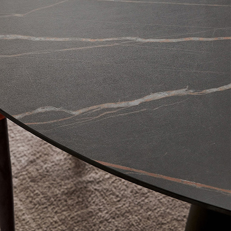 Contemporary Dining Round Table Sintered Stone Table with Metal Legs for Home Use