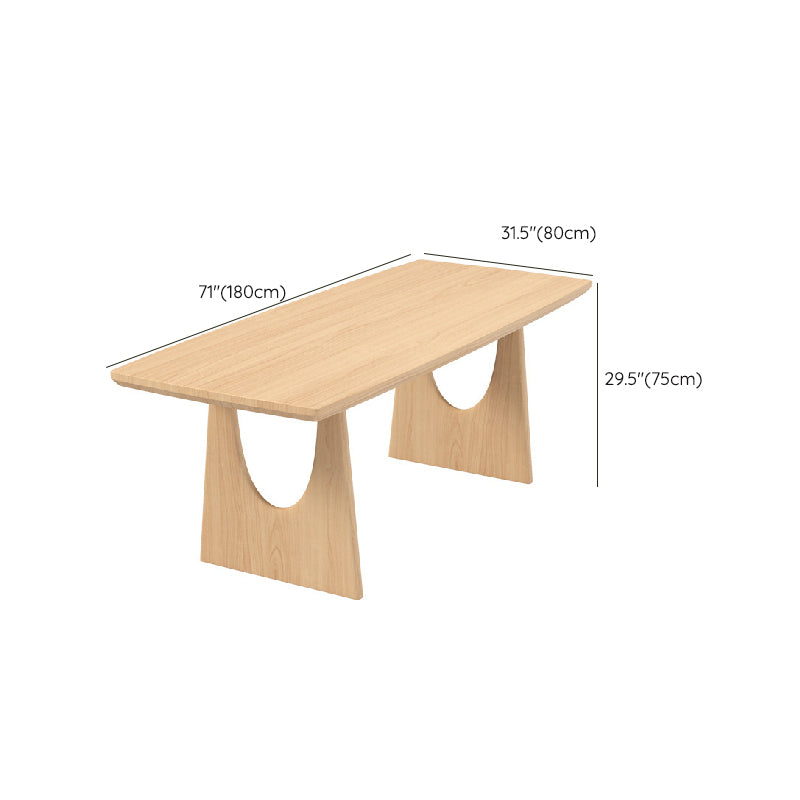Rectangle Double Pedestal Dining Table Modern Pine Wood Table for Living Room