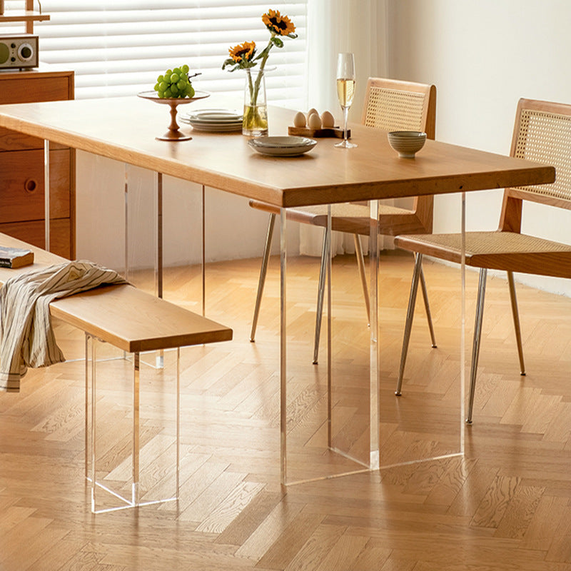 Rectangle Acrylic Base Dining Table Modern Wood Table for Kitchen